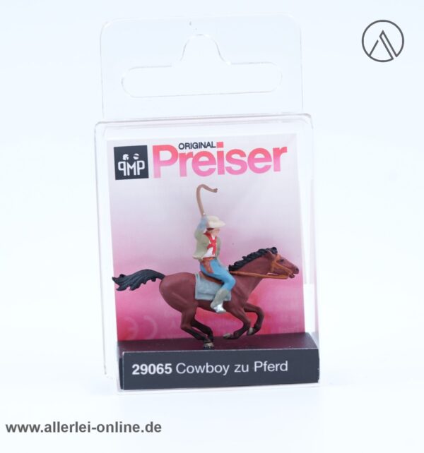 Preiser H0 Cowboy zu Pferd 29065 | Handbemalte Miniaturfigur mit OVP