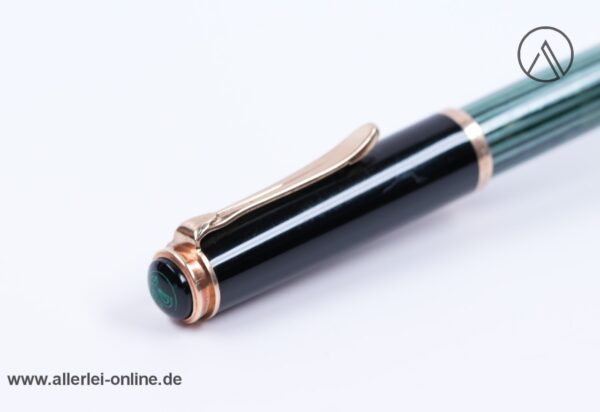 50er Jahre Pelikan 400 Füller | Kolbenfüller | grün,gestreift | 14K/585 Goldfeder "OM"