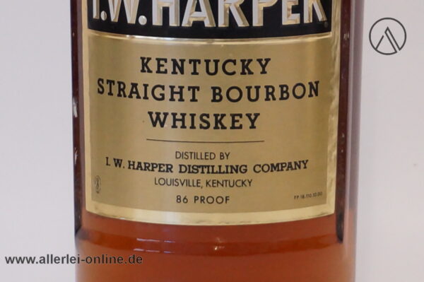 Alter Whisky I.W. HARPER Gold Medal Kentucky Straight Bourbon Whiskey Flasche - 70-80er Jahre | 0,7L - 86 PROOF / 43% Vol.