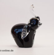 Weinfurtner Glas Elefant Skulptur ,schwarz/klar | Elephant Figur | Vintage Glasfigur | 970gr.