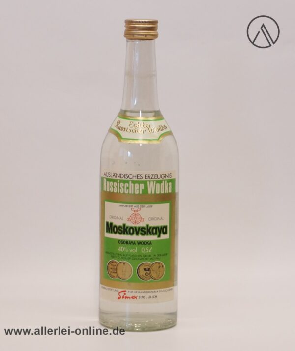 Vintage Moskovskaya Osobaya Wodka Flasche 0,5L - 40% vol | Echter Russischer Wodka