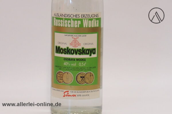 Moskovskaya Osobaya Wodka Flasche 0,5L - 40% vol | Echter Russischer UDSSR Wodka