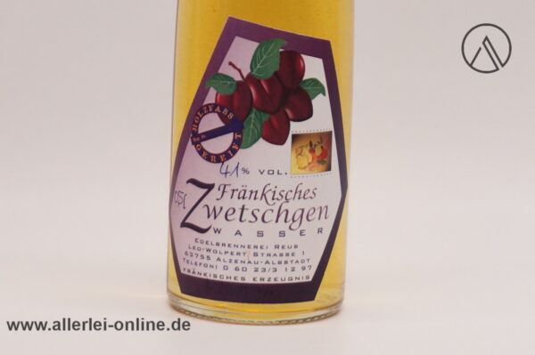Fränkisches Zwetschgen Wasser | Edelbrennerei Reus - Alzenau/Albstadt | 0,5L - 41% vol