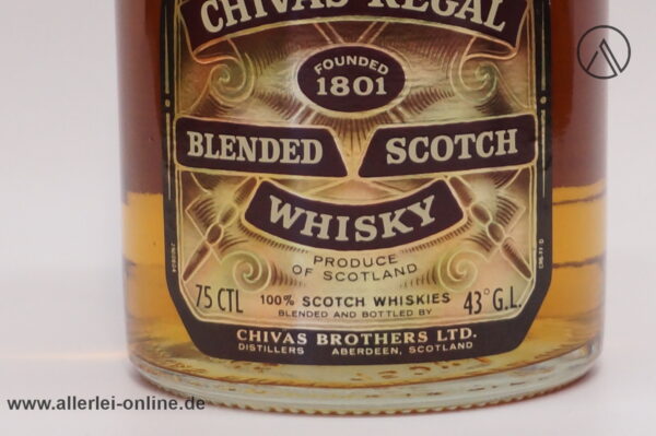 CHIVAS REGAL 12 Years Old | Blended Scotch Whisky | 0,75cl - 43% Vol. 80-90er Jahre
