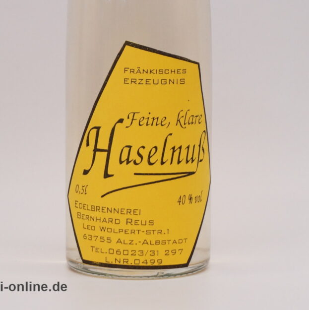 Feine,klare Haselnuß | Edelbrennerei Reus - Alzenau | Haselnuss Schnaps 0,5L - 40% vol