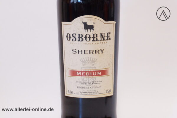 OSBORNE Sherry Medium | Halbtrockener Spanischer Sherry | 0,75L. - 15% vol