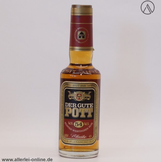 Vintage DER GUTE POTT 54 - Echter Westindien Rum 54% vol. - 0,35 Liter Flasche