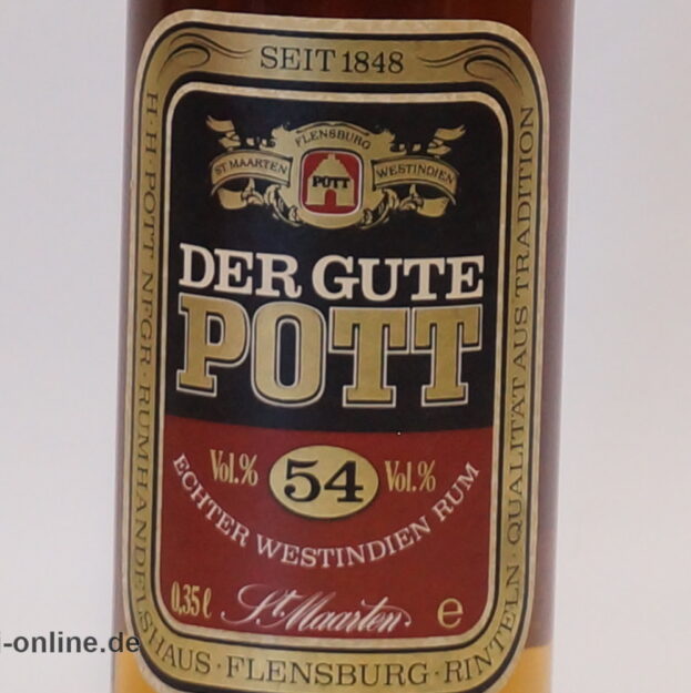 DER GUTE POTT 54 - Echter Westindien Rum 54% vol. - 0,35 Liter Flasche