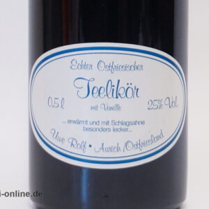 Echter Ostfriesischer Teelikör mit Vanille | Vanillelikör Uwe Rolf Aurisch/Ostfriesland - 25% vol. - 0,5 Liter Flasche