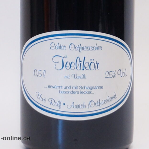 Echter Ostfriesischer Teelikör mit Vanille | Vanillelikör Uwe Rolf Aurisch/Ostfriesland - 25% vol. - 0,5 Liter Flasche