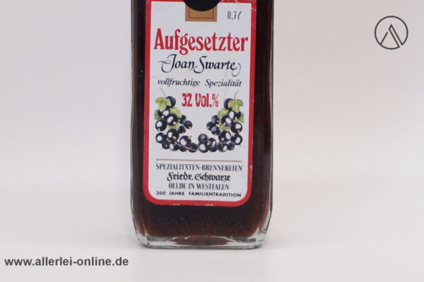 Friedrich Schwarze Oelde Westfalen | Aufgesetzter Joan Swarte | Vintage Flasche ohne EAN-Code 32% vol. - 0,7 Liter