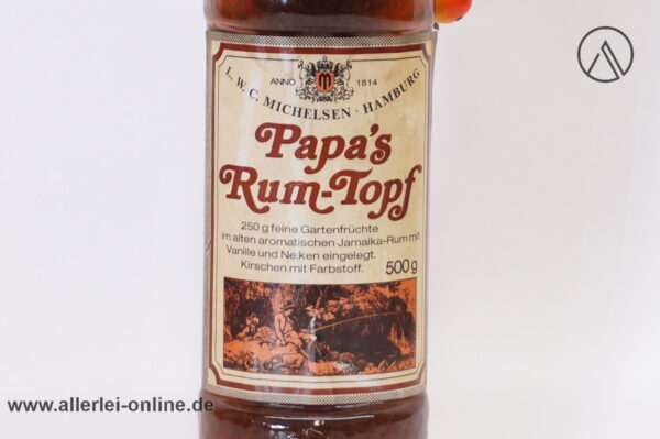 Vintage Papa`s Rum-Topf | Gartenfrüchte in Jamaika-Rum eingelegt | L.W.C.Michelsen Hamburg - 500g