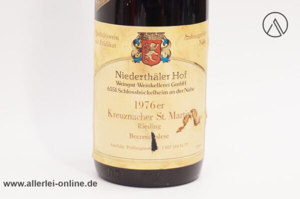 Niederthäler Hof Wein | 1976 er Kreuznacher St. Martin Riesling - Beerenauslese - 0,75 Liter Flasche