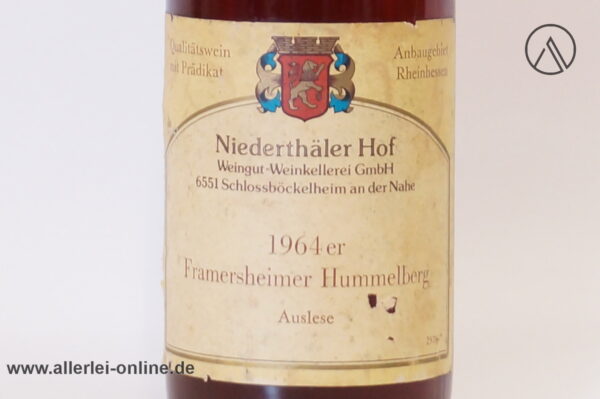 Niederthäler Hof Wein | 1964 er Framersheimer Hummelberg Auslese - 0,7 Liter