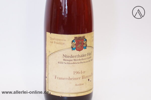 Niederthäler Hof Wein | 1964 er Framersheimer Hummelberg Auslese Alte Weine