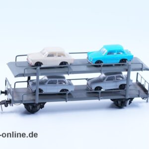 PIKO H0 | Dahmer Autotransportwagen mit 4 DDR Trabant PKW beladen