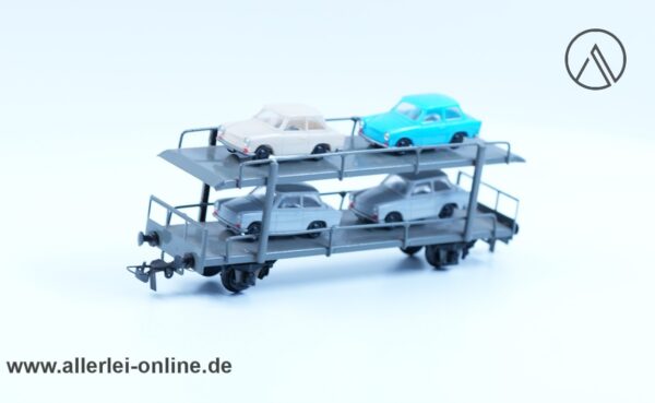 PIKO H0 | Dahmer Autotransport Güterwagen mit 4 DDR Trabi