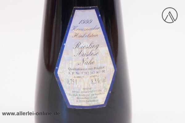 Reichsgraf von Ingelheim Kreuznacher Hinkelstein | 1999 er Riesling Auslese Rheinhessen Nahe - 0,75 Liter Weinflasche