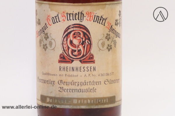 Weingut Carl Strieth Winkel Rheingau | 1976 er Horrweiler Gewürzgärtchen Silvaner Beerenauslese - 0,7 Liter Flasche