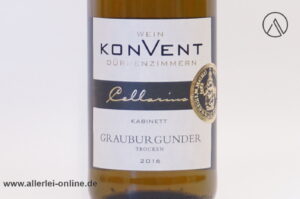 Wein Konvent Dürrenzimmern | Cellarius Edition 2016 - Kabinett Grauburgunder ,trocken - 0,75 Liter Weinflasche