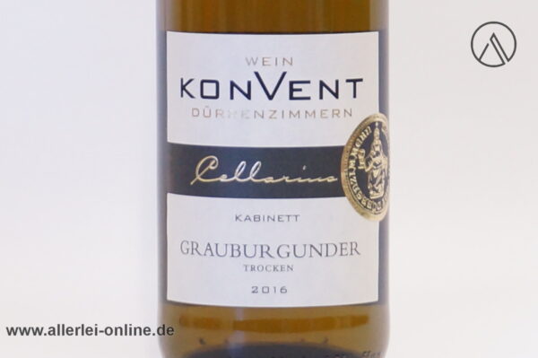 Wein Konvent Dürrenzimmern | Cellarius Edition 2016 - Kabinett Grauburgunder ,trocken - 0,75 Liter Weinflasche