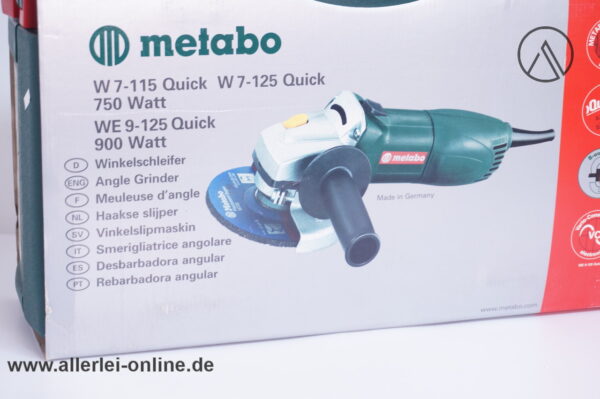 Metabo Winkelschleifer | W7-115 Quick 750 Watt mit Maschinenkoffer