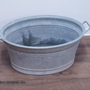 Alte Zinkwanne 60 | Ovale Bauern Zink Wanne | 60 x 49 x H 27 cm