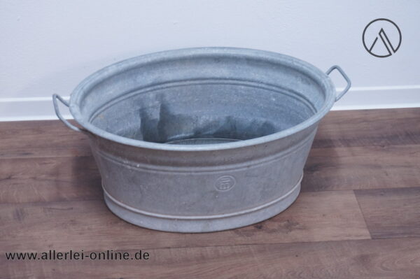 Alte Zinkwanne 60 | Ovale Bauern Zink Wanne | 60 x 49 x H 27 cm