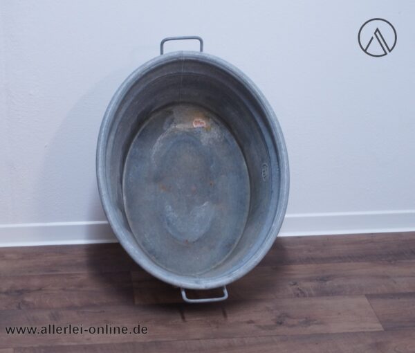 Alte Zinkwanne 60 | Ovale Bauernwanne | 60 x 49 x H 27 cm