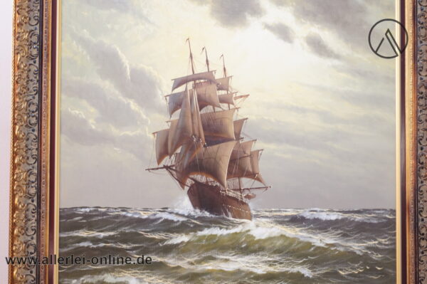 Ölgemälde | Dreimaster Segelschiff | Öl auf Leinwand - M. Kersten Signiert ,gerahmt 88 x 98 cm