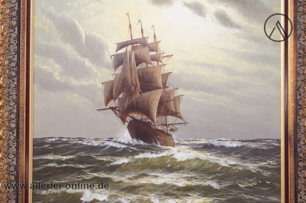 Großes Ölgemälde | Dreimaster Segelschiff | Öl auf Leinwand - M. Kersten Signiert ,gerahmt 88 x 98 cm