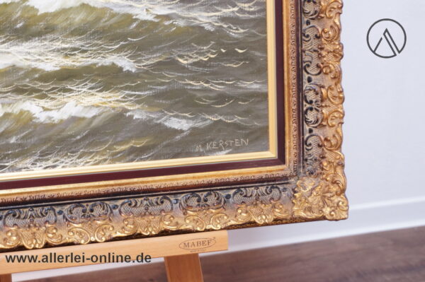 Segelschiff auf hoher See | Öl auf Leinwand - M. Kersten Künstler Signatur