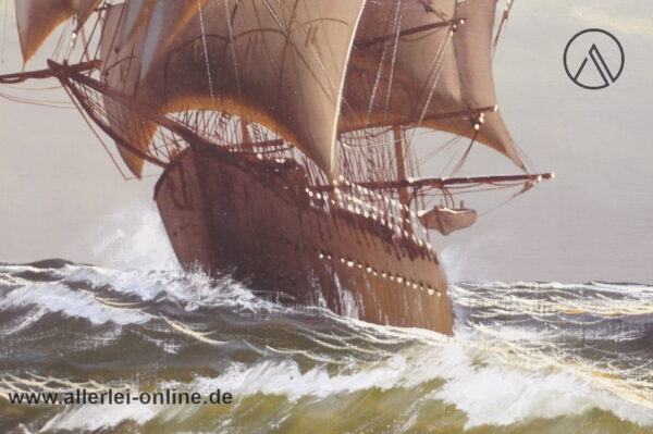 Segelschiff auf hoher See | Öl auf Leinwand - M. Kersten Künstler Signatur ,gerahmt 88 x 98 cm Prunkrahmen