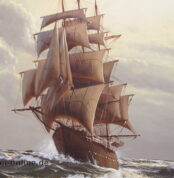Großes Ölgemälde | Dekoratives Segelschiff | Öl auf Leinwand - M. Kersten Künstler Signatur ,gerahmt 88 x 98 cm