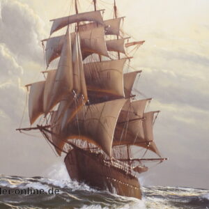 Großes Ölgemälde | Dekoratives Segelschiff | Öl auf Leinwand - M. Kersten Künstler Signatur ,gerahmt 88 x 98 cm