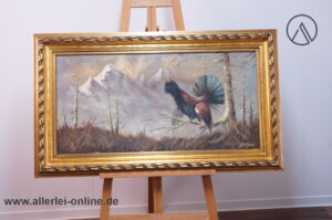 Ölgemälde | balzender Auerhahn | Öl auf Leinwand - Büchner Signiert ,gerahmt 71 x 120 cm