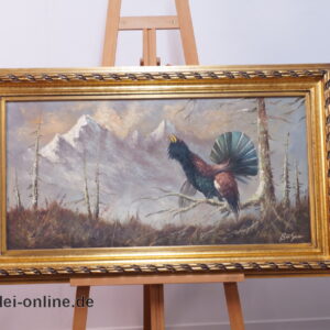 Ölgemälde | Auerhahn | Öl auf Leinwand - Büchner Signiert ,gerahmt 71 x 120 cm