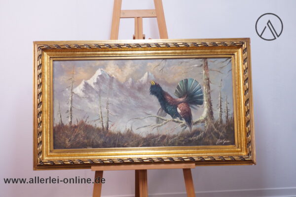 Ölgemälde | Auerhahn | Öl auf Leinwand - Büchner Signiert ,gerahmt 71 x 120 cm