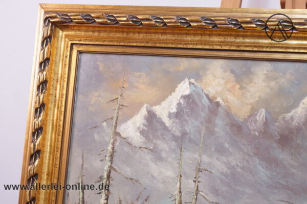 Ölgemälde | Berglandschaft mit Auerhahn | Öl auf Leinwand - Büchner Signiert ,gerahmt 71 x 120 cm