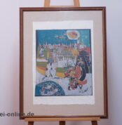 Werner Borsdorf Holzschnitt 4/15 | Die Jagd oder Offenbach a.M. anno 977 | W.Borsdorf Signiert ,gerahmt 67 x 87 cm