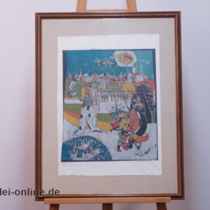 Werner Borsdorf Holzschnitt 4/15 | Die Jagd oder Offenbach a.M. anno 977 | W.Borsdorf Signiert ,gerahmt 67 x 87 cm
