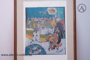 Werner Borsdorf Farb-Holzschnitt 4/15 | Die Jagd oder Offenbach a.M. anno 977 | W.Borsdorf Signiert ,gerahmt 67 x 87 cm