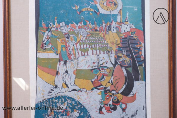 Werner Borsdorf Farb-Holzschnitt 4/15 | Die Jagd oder Offenbach a.M. anno 977 | W.Borsdorf Signiert ,67 x 87 cm
