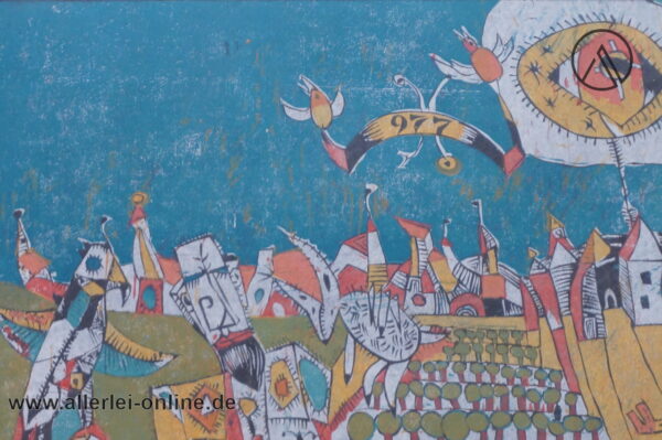 Werner Borsdorf Farb-Holzschnitt 4/15 | Die Jagd oder Offenbach a.M. anno 977 | W.Borsdorf Signiert