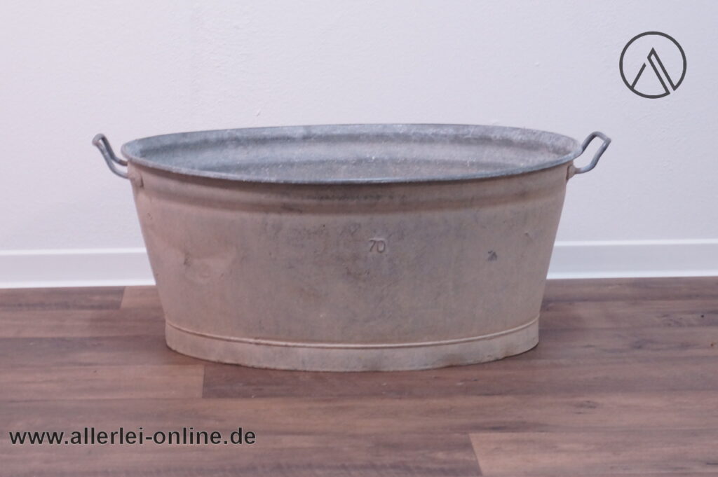 Alte Zinkwanne 70 | Ovale Bauern Zink Wanne | 70 x 58 x H 30 cm