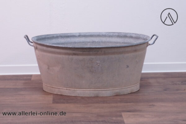 Alte Zinkwanne 70 | Ovale Bauern Zink Wanne | 70 x 58 x H 30 cm