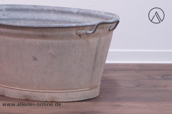 Alte Zinkwanne 70 | Ovale Bauern Zink Wanne | 70 x 58 x H 30 cm Blumenkübel