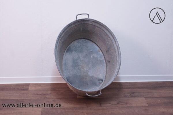 Alte Zinkwanne 70 | Ovale Bauern Zink Wanne | 70 x 58 x H 30 cm Garten Blumenkübel Gartendekoration