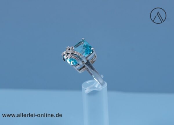 Topas Edelstein Ring | 925er Sterling Silber | Blautopas Silberschmuck Silberring