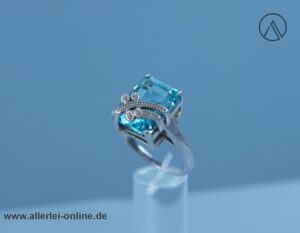 Topas Edelstein Ring | 925 Sterling Silber | Blautopas Silberschmuck Silberring